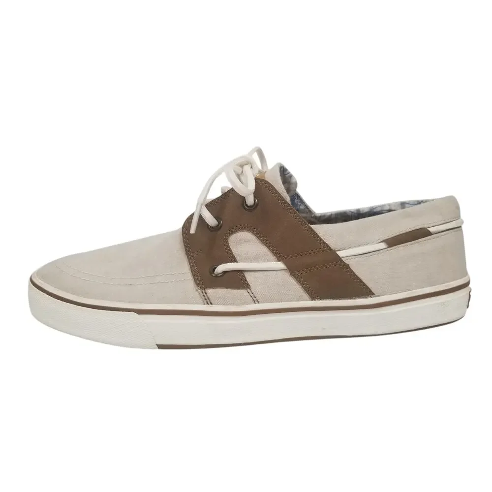 Tommy Bahama Mens Stripes Asunder TB7F10147 Tan Beige Canvas Deck Boat Shoe 10D